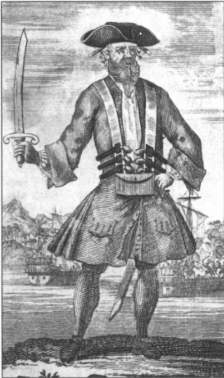 Engraved image of Blackbeard.