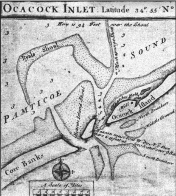 1733 Map of Ocracoke Inlet